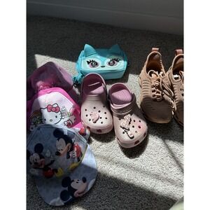 Girls Lot Crocs Barbie Shoes Caps Hello Kitty Mickey Mouse Bag Sneakers Kids 6/7